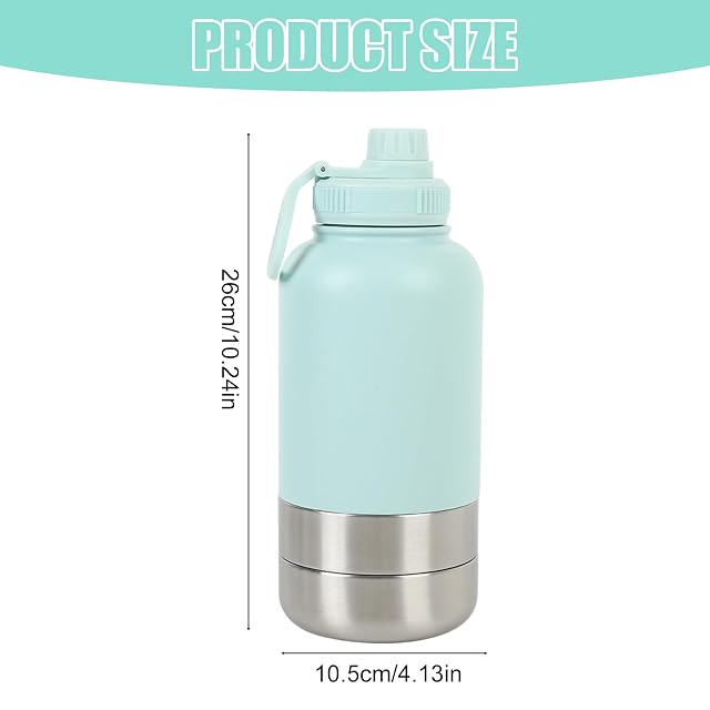 Foto 2 de 7 de Botella para perros para viajes, botella de agua de 950 ml de acero inoxidable, 12 horas aislada