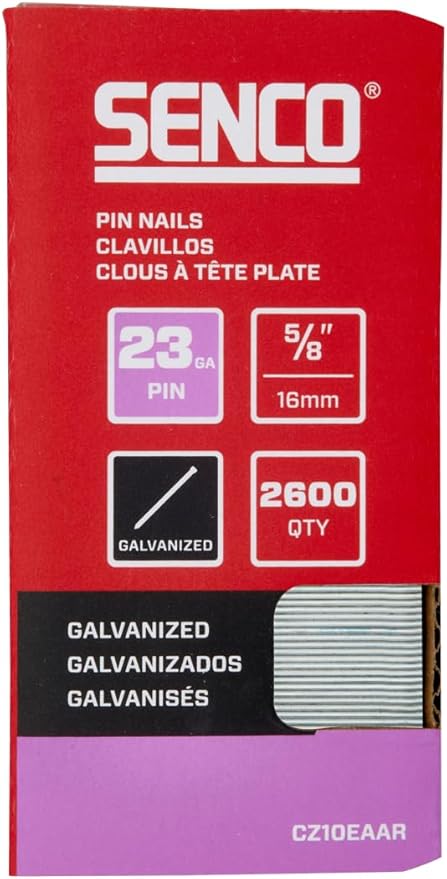 SENCO CZ10EAAR 5/8" 23 Gauge Pin Nails, Galvanized Finish 2,600 Count Pack