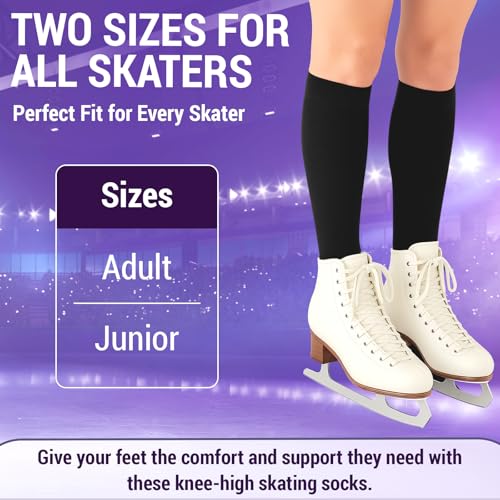 Image of Kami-So Ice Skating Socks, Knee High Moisture-Wicking, Breathable, Lightweight, Durable, Figure Skates Accessories (2 Pack)