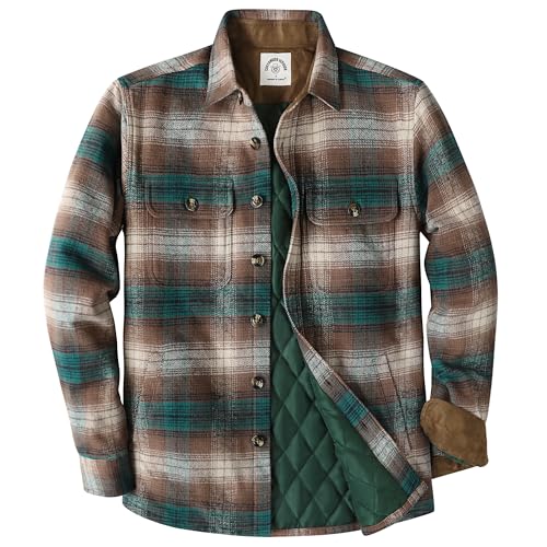 Image of Dubinik Mens Shacket Flannel Shirt for Men Lightweight Jacket Casual Plaid Coat with Warm Lining Long Sleeve Button