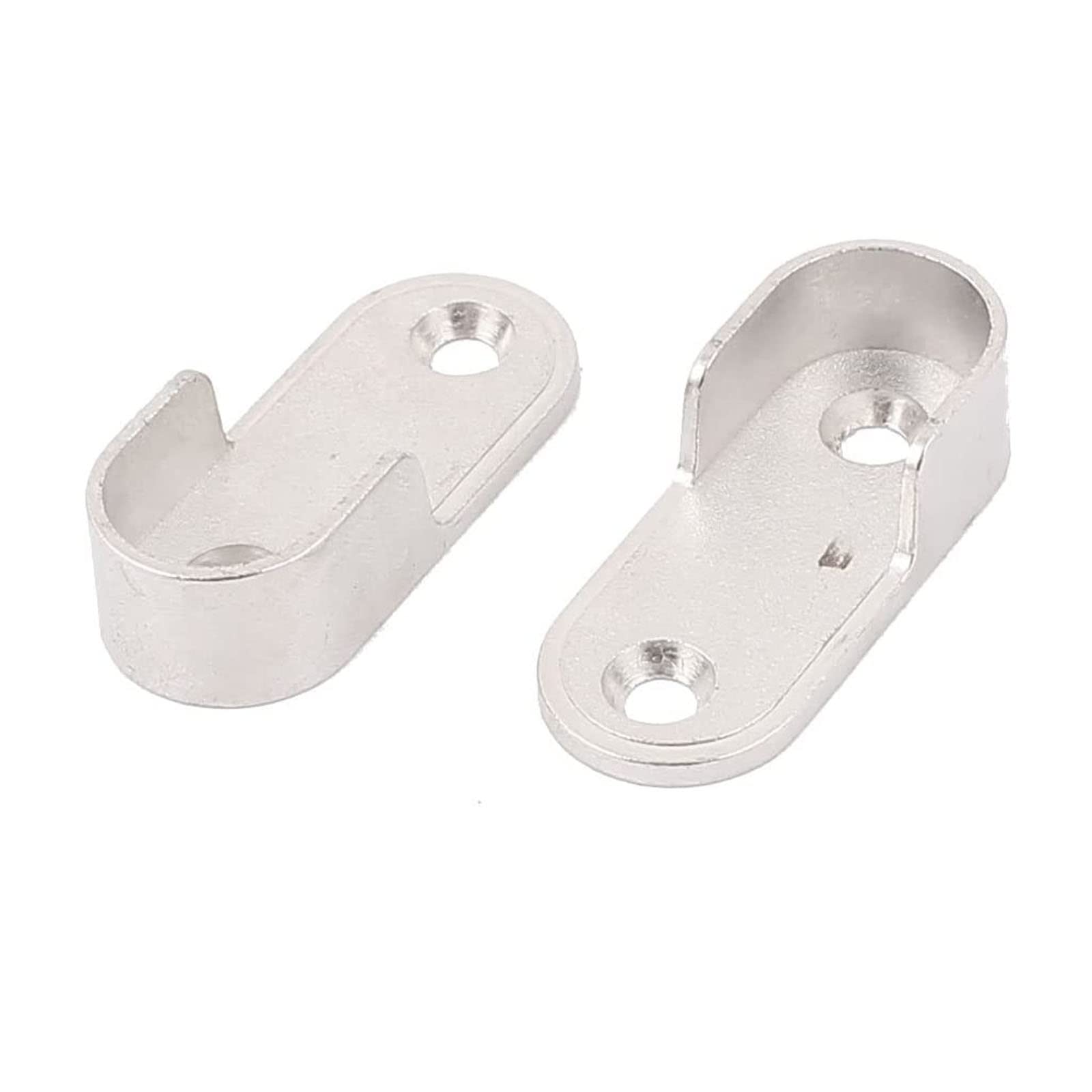 Ta-Vigor Silver Tone Oval Wardrobe Hanging Rails Fittings 16Mm Dia, Zinc Alloy Bracket Closet Rod Bracket, Rod Socket Flange Wall Mount Hanging Rail End Supports 2Pcs