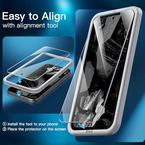 Image of JETech Tempered Glass Screen Protector Guard for Google Pixel 8a with Easy Installation Tool, Fingerprint Compatible, HD Clear, 3-Pack