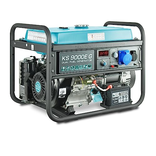 Generatore ibrido a benzina e gas KS 9000E G Serie DUAL FUEL potenza massima 6500W, Avviamento manuale/elettrico, 1x16A, 1х32 (230V), 12V, protezione sovraccarico e cortocircuito…