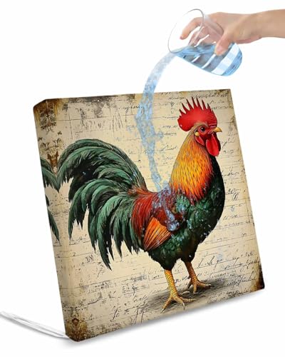 Hokiten Retro Rooster Outdoor Cushion Chair Cover Set of 2 - Waterproof Couch Seat Covers, Farmhouse Vintage Country Animal Patio Furniture Protector Cushions Slipcovers for Sofa/RV, 24
