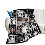 Drums Blanket for Men Woman Musical Instruments Throw Blanket Retro Drum Set Kit Stuff Decor Merch Cozy Flannel Soft Warm Plush Lightweight Bedding Rock Music Gifts for Boy Sofa Bedding 50'X40'