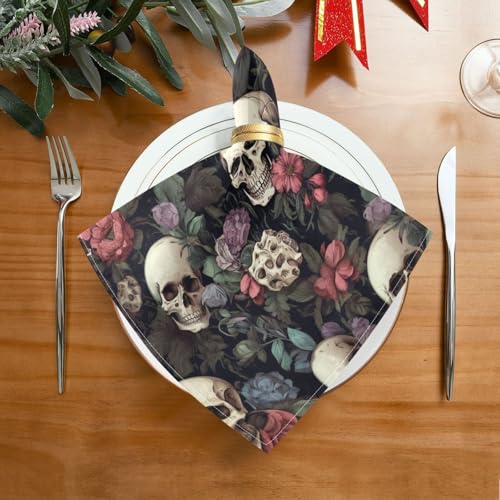 Servilletas de Tela ALAZA Vintage Estampado Calaveras Set 4 miniatura 5
