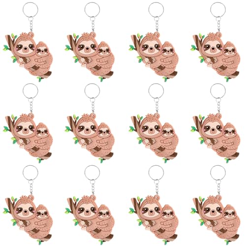 Mirabuy 24 Pack Sloth Keychains for Sloth Themed Party Favors, Birthday Party Bag Fillers, Birthday Party Return Gifts