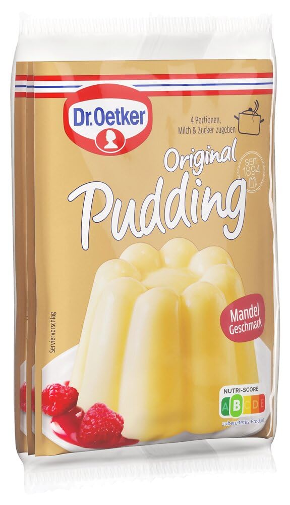 Dr. Oetker Original Pudding Mandel-Geschmack: Puddingpulver zur Zubereitung eines leckeren Desserts mit Mandel Geschmack für den besonderen Pudding Genuss, 9er Pack
