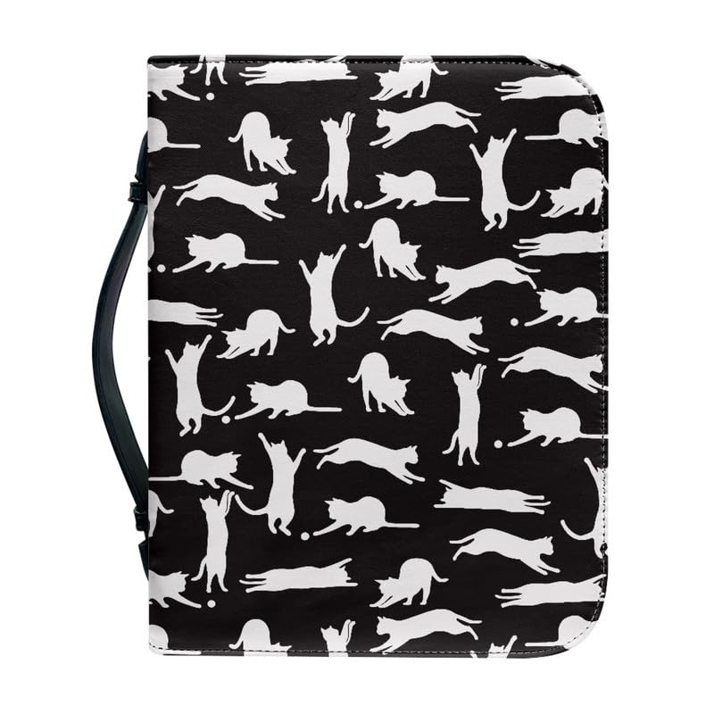 Garronmavis White Cats Painting Zippered Bible Case for Women Men Cartoon Kittens Bible Cover Pet Lovers Bible Holder Bags - XL — image 1