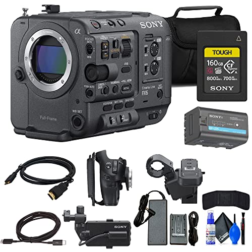 Sony FX6 Full-Frame Cinema Camera (Body Only) (ILME-FX6V) + 160GB Memory Card + Bag + Memory Wallet + Cleaning Kit (Renewed)
