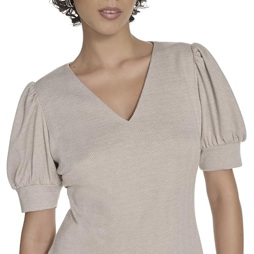 Image of Tommy Hilfiger Women's Short Puff Sleeve V-Neck Shift Mini Dress