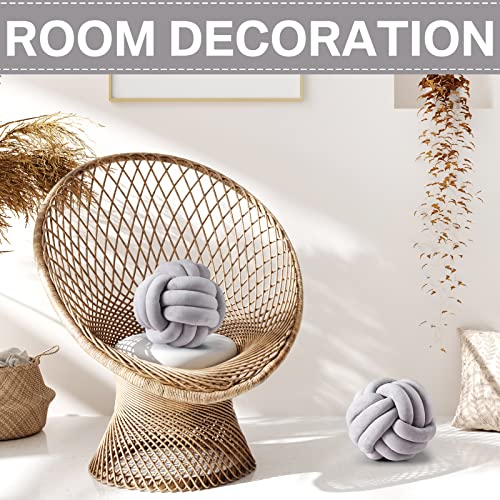 Namalu 2 Pieces Round Throw Pillows Soft Knot Ball Pillows Decorative Pillows Aesthetic Kids' Plush Toy Pillows Room Decoration Cushion Pillows Plush Pillow Throw Knotted Pillow (Gray, 7.87 Inches) #TOP3