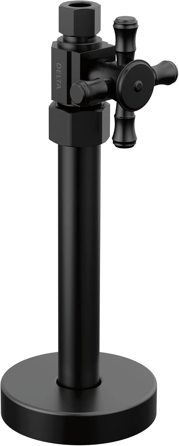 Delta Faucet 1/2" x 3/8" Straight Supply Stop Valve with Transitional Handle Brushed Nickel, Water Shut Off Valve, Brass Shut Off Valve, 1/4 Turn Shut Off Valve, Stainless DT021202-SS