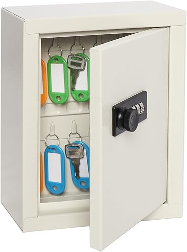 Miniatura 4 de Caja de llaves de metal de seguridad con 20 ganchos, gabinete de bloqueo de combinación de montaje en pared ajustable mediano