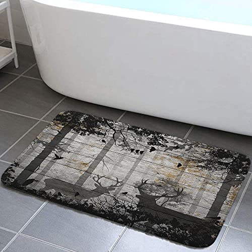 Grtuspr Rustic Deer Shower Curtain, Farmhouse Cabin Shower Curtain Set Accessories, Misty Forest On Country Cottage Vintage Grey Woodland Barn Board Bathroom Decor #TOP3