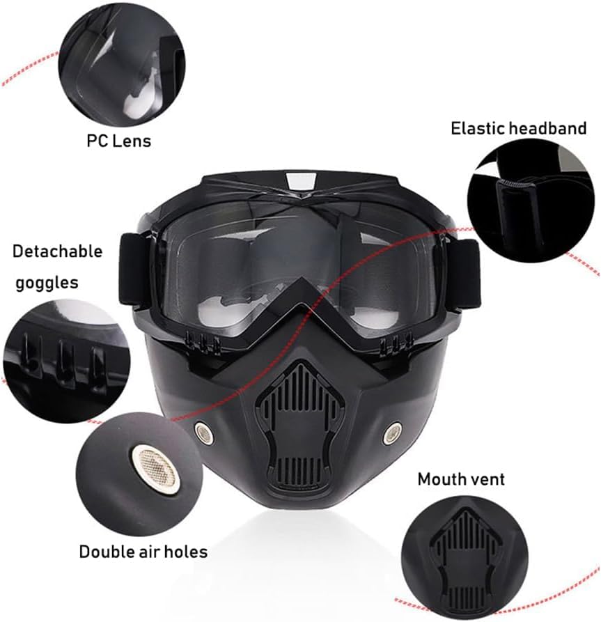 Mich - Juego de casco y máscara para airsoft, máscara de airsoft con gafas antiniebla desmontables, máscara táctica para CS Airsoft, Halloween, cosplay, ciclismo fiesta
