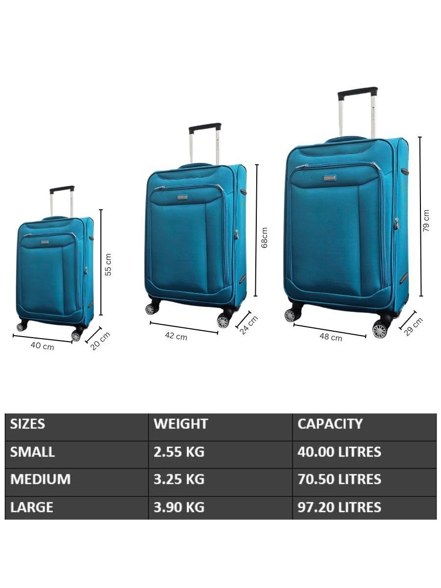 Infinity Leather Lekki zestaw walizek 4-kołowy bagaż kabina podróżna TSA miękka torba, Niebieskozielony, Cabin 21", Bagaż podręczny