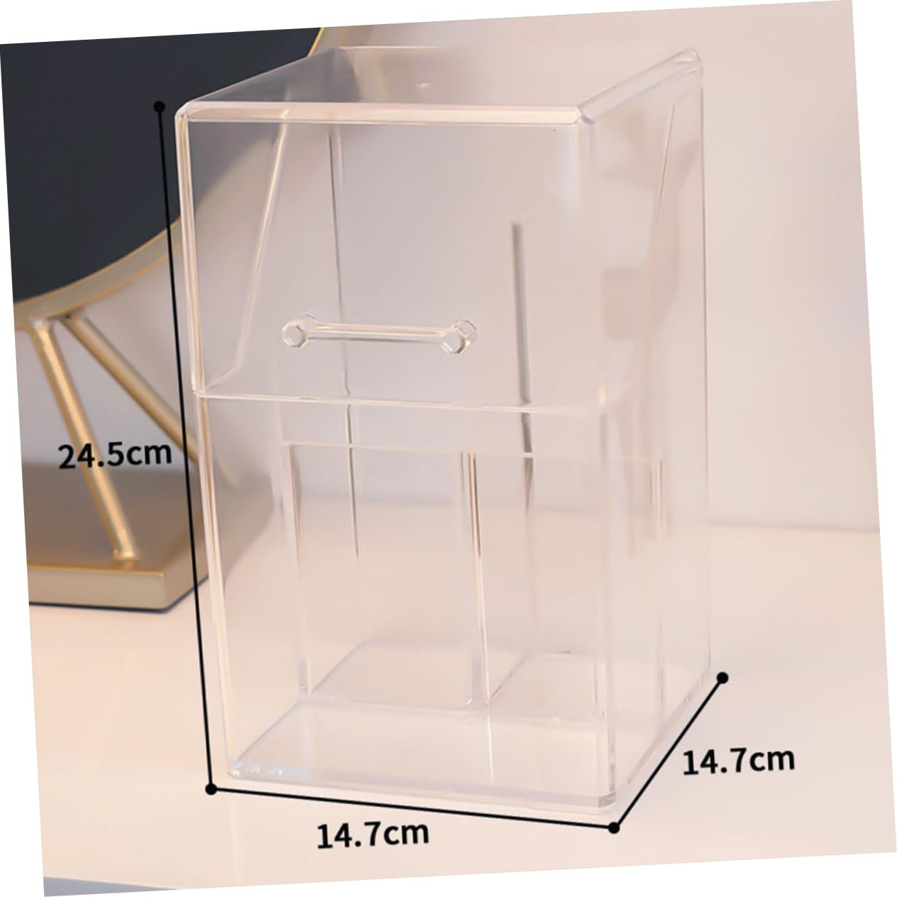 Organizer da Scrivania in Acrilico Trasparente con Perline Bianche, Porta Matite per Sopracciglia e Porta Pennelli Make-up, Custodia Cosmetica Pratica per Ufficio