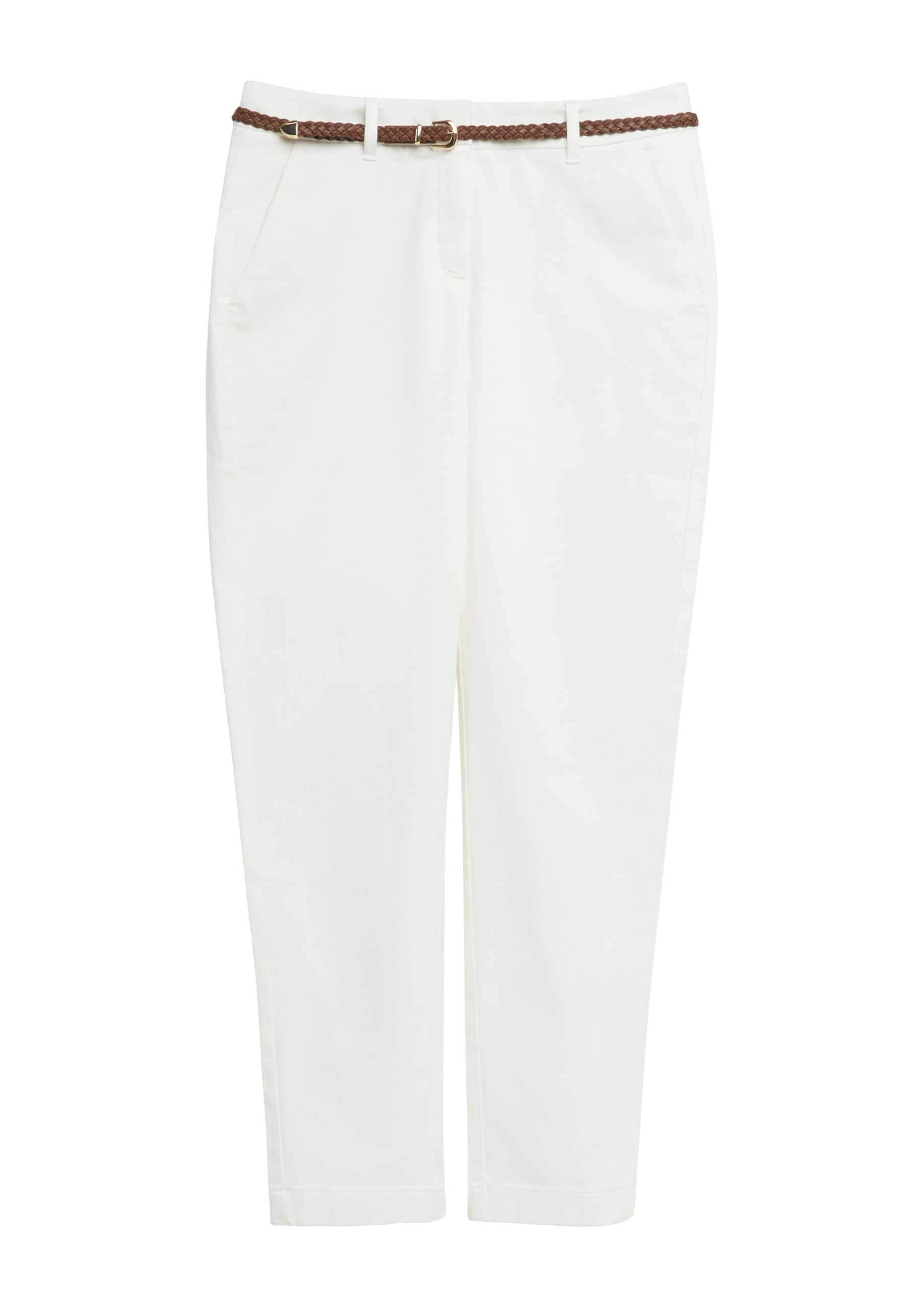 Comma Damen Hose Chino mit Flechtgürtel