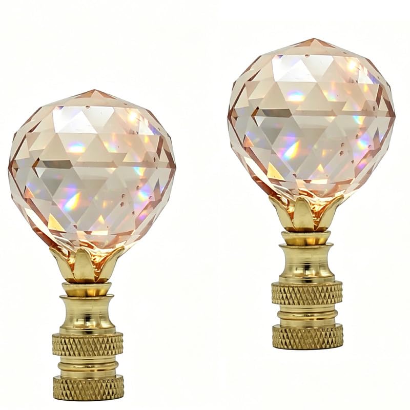 Image of 2 Pack Lamp Finials Orange Diamonds, Lamp Finials Decorative for Table Lamps, Floor Lamps, Lamp knob Replacement