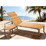 ALEOS Designer Sonnenliege Teak & Edelstahl mit Tisch