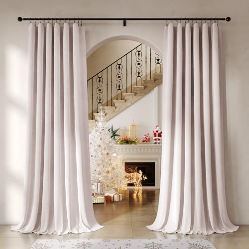 Image of Beauoop Pink Velvet Curtains 108 Inches Long 2 Panels for Bedroom Living Room Soft Luxury Room Darkening Thermal Insulated Soundproof Rod Pocket Window Treatments Drapes, 52X108 Set of 2