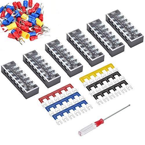 Borniers 6 positions 600V 25A avec bloc de jonction à vis et connecteur de fil à fourche