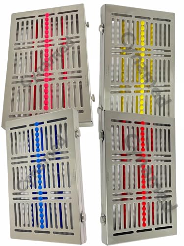 Set of 4 Autoclave Sterilization and Storage Box with Silicone Inserts | Double Button Lock | Detachable Lid | 20 Slot | 11