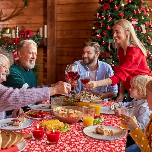 CXPSINC 4 Pack Disposable Snowflake Plastic Tablecloth - Christmas Table Cover for Party Decoration Supplies - 54 x 108 Inches Christmas Tablecloth (Red Snowflake) by CXPSINC - Used condition - Image 5