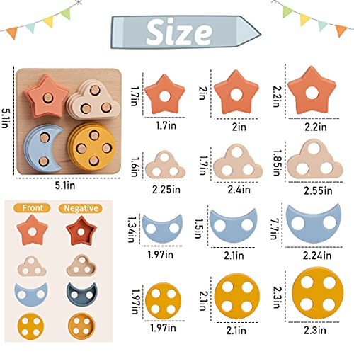 Bopoobo Silicone Stacking Toys Montessori Toys For 1 To 3 Montessori Teether Toys For Toddler Early Educational Shape Color Recognition Stacker Shape Sorter Block Montessori Sorting And Stacking Toy #TOP2