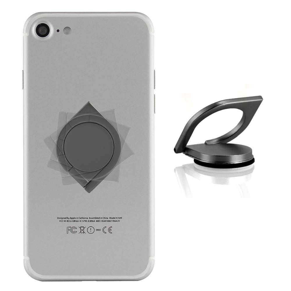 [PfX] Soporte de dedo para smartphone con función atril y agarre extra firme – Soporte giratorio de 360° para cualquier teléfono móvil (negro)