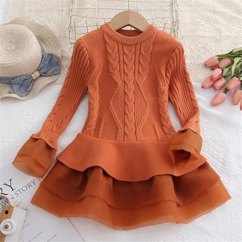 Girls Sweater Dress Toddler Kids Long Sleeve Layered Tutu Birthday Christmas Ruffle Dresses Fall Winter Casual Outfit4