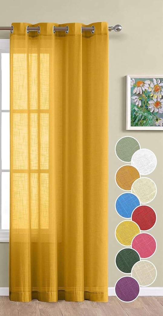 THE LINEN COMPANY Window 6.5 Feet Curtains – Cotton Linen Texture Curtain Drapes 1 Piece Living Room, Office, Balcony Décor, (Mustard – 4.5ft x 6.5ft) THE LINEN COMPANY Window 6.5 Feet Curtains – Cotton Linen Texture Curtain Drapes 1 Piece Living Room, Office, Balcony Décor, (Mustard – 4.5ft x 6.5ft)