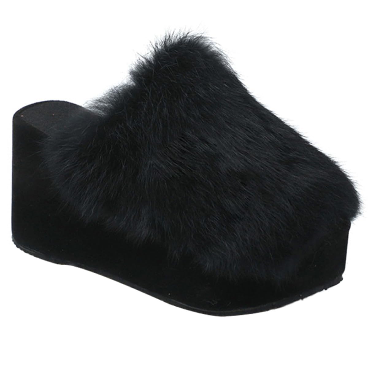 PACKOVE Pantuflas de Peluche para Mujer Suela Gruesa Negra 36