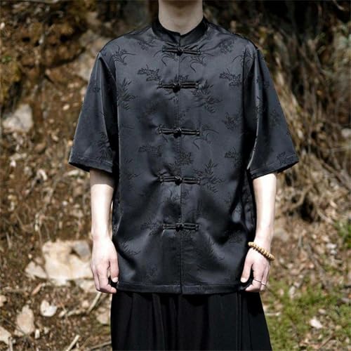 T-shirt style chinois manches courtes pour hommes vêtement été léger ample