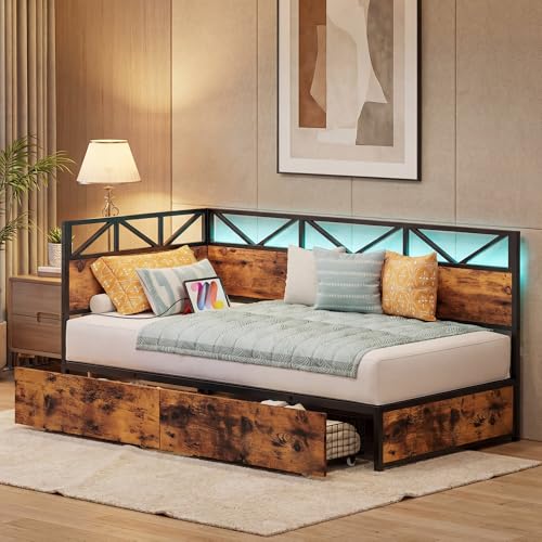 image for LIKIMIO Twin Daybed with Storage Drawers and Charging Station, Corner 