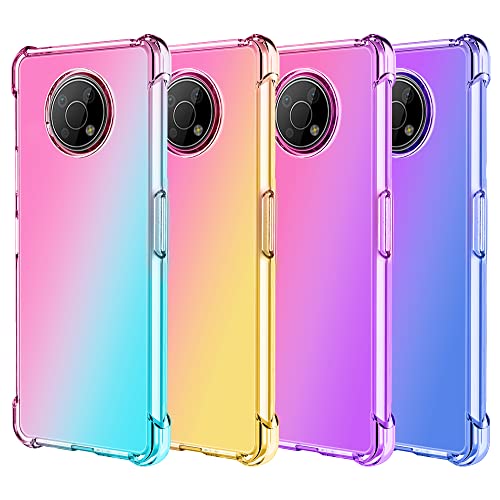 Osophter For Nokia G300 Case With 2Pcs Screen Protector Clear Transparent Reinforced Corners Tpu Shock-Absorption Flexible Cell Phone Cover For Nokia G300 5G(Pink Teal) #TOP4