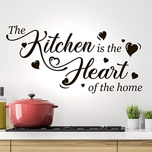 Autocollant mural en vinyle « Kitchen is the Heart of the Home » Citation d'amour Pour armoire, réfrigérateur Pochoirs en verre Citation en forme de cœur...