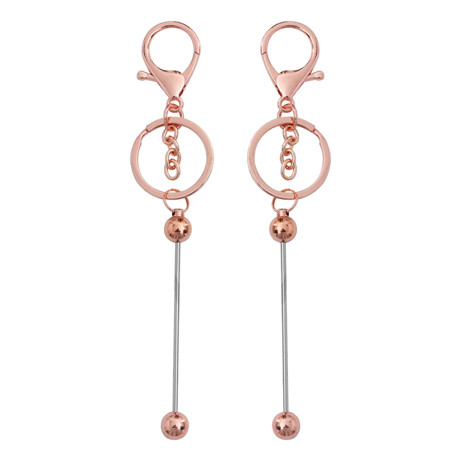 CHICTRY 2Pcs Beadable Keychain Bars Metal Keychain Fasteners Keyring DIY Jewelry Supplies for Backpacks Purses Rose Gold One Size