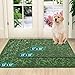 Bulijojo Sturdy Front Entrance Doormats,Durable Heavy Duty Welcome Mat,Thick Absorbent Natural Rubber Non Slip Mat,Easy Clean Entryway Mat 17x30 Inch Leaves Green