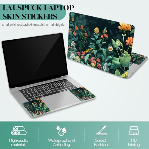 Image of Laptop Skin Sticker Decal,13.3 inch 14 inch 15 inch 15.4 inch 15.6 inch Laptop Vinyl Skin Sticker Cover, Art Decal Protector with Free 2 Wrist Pads, Green Daisy Leaves