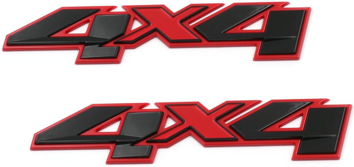 2pcs New Custom 3D 4x4 Bed Rear Emblems Badges Decal Replacement for Silverado GMC Sierra (Chrome Black)