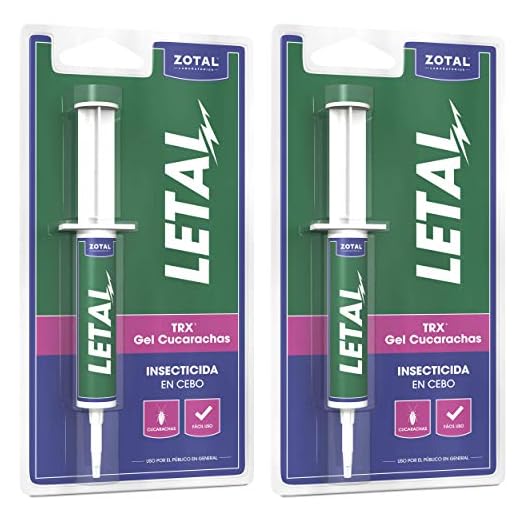 Letal TRX Gel Insecticida Cucarachas - Cebo Mata Cucarachas para Uso Doméstico de Zotal, Pack de 20 g en Total - Elimina Todo Tipo de Cucarachas - Efecto Duradero en el Control de Larvas y Adultos