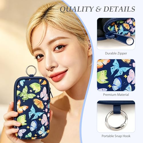 Image of KJQJLY 2 Pack Portable Tampon Organizer Bag Tampon Holder & Storage Case with Zipper for Travel, Discreet Period Bag for Purse, Waterproof Feminine Products Pouch for Women (Butterfly)