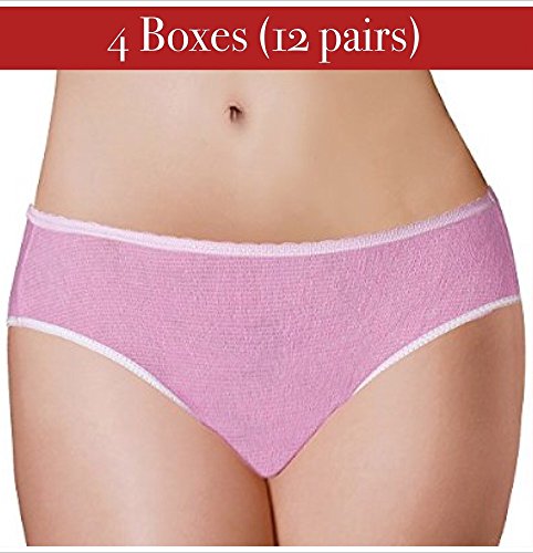 UndiePads Period Underwear 12 Pack Disposable Period Panties for Women and Teens, Menstrual Brief with Super Absorbent Built-in Pad Pink