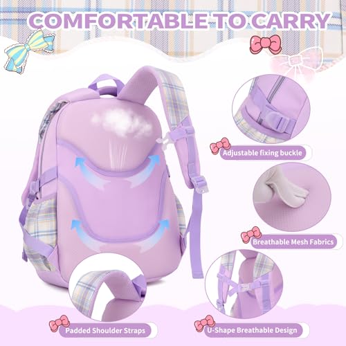 BEFUNIRISE Mochila para meninas escolares bolsa fofa para faculdade ensino fundamental 45,7 cm mochi
