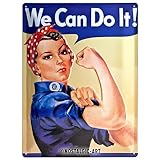 placa vintage cafe Diseños Exclusivos Nostalgic-Art We Can do it Placa decorativa, 30 x 40 cm