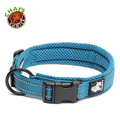 Chai's Choice - Premium Dog Collar - Soft, Padded, Reflective Dog Collar For Large, Medium, And Small Size Dogs - Matching Harness, And Leash Available (Small, Teal Blue) #TOP1