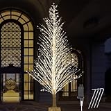 Anycosy 7FT Lighted Birch Tree LED Warm White Lights with Twinkle Lights，Twinkling or Steady Function for Selected Prelit Christmas Tree for Christmas Indoor/Outdoor Decoration