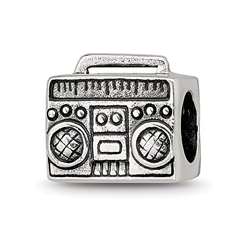 Bead Charm White Sterling Silver Themed 9.09 mm 10.00 Reflections Boombox